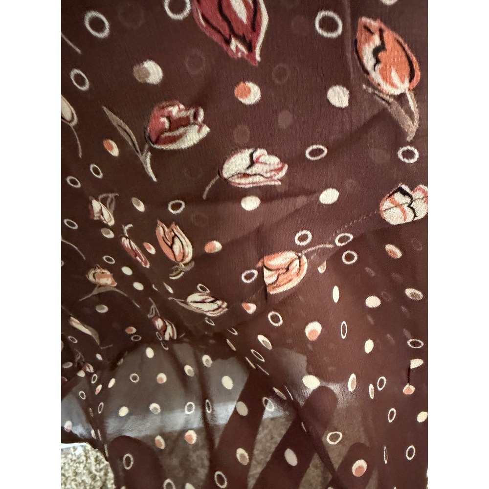 VTG April Cornell Brown Floral Tulip Rayon Maxi Dress SzL Romantic Cottage - Picture 6 of 10